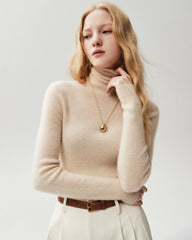 Rollkragenpullover aus 100 % Kaschmir mit Rippstrick