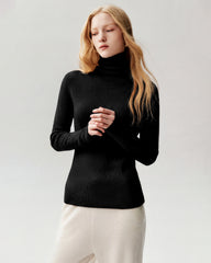 Rollkragenpullover aus 100 % Kaschmir mit Rippstrick