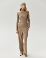 Rollkragenpullover aus 100 % Kaschmir mit Rippstrick