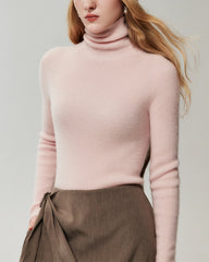 Rollkragenpullover aus 100 % Kaschmir mit Rippstrick
