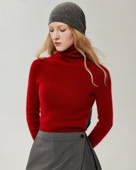Rollkragenpullover aus 100 % Kaschmir mit Rippstrick