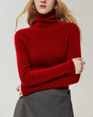 Rollkragenpullover aus 100 % Kaschmir mit Rippstrick