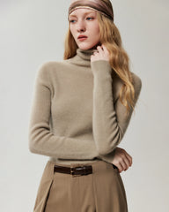 Rollkragenpullover aus 100 % Kaschmir mit Rippstrick