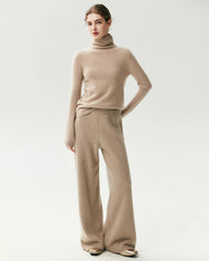 Kaschmir-Strickhose aus 100 % Kaschmir mit Rippstrick und weitem Bein