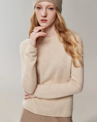 Pullover aus 100 % Kaschmir mit Rundhalsausschnitt und Rollkanten