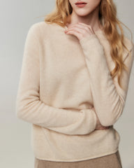 Pullover aus 100 % Kaschmir mit Rundhalsausschnitt und Rollkanten
