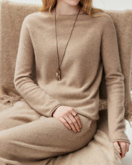Pullover aus 100 % Kaschmir mit Rundhalsausschnitt und Rollkanten