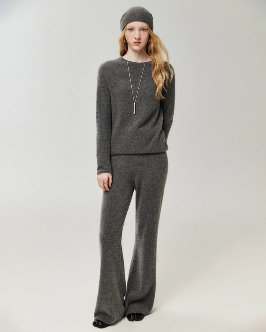 Pullover aus 100 % Kaschmir mit Rundhalsausschnitt und Rollkanten