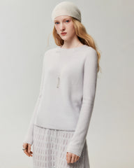 Pullover aus 100 % Kaschmir mit Rundhalsausschnitt und Rollkanten