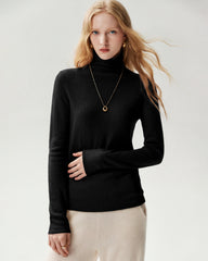 Lockerer Rollkragenpullover aus 100 % Kaschmir mit Rollkanten