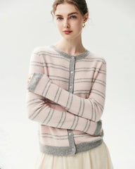 Cardigan aus 100 % Kaschmir mit Streifenmuster