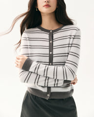 Cardigan aus 100 % Kaschmir mit Streifenmuster