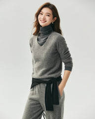 Pullover aus 100 % Kaschmir mit V-Ausschnitt und Rippstrick