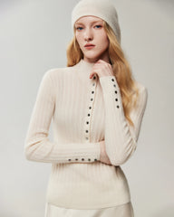 Figurbetontes Stricktop aus 100 % reinem Kaschmir mit Knopfmanschetten