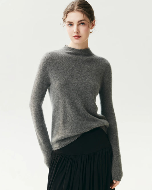 Stricktop aus 100 % reinem Kaschmir mit Trichterkragen
