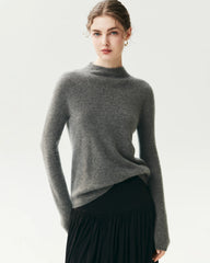 Stricktop aus 100 % reinem Kaschmir mit Trichterkragen
