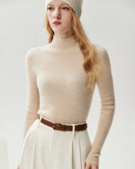 Figurnaher Pullover aus 100 % reinem Kaschmir mit hohem Kragen