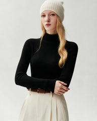 Figurnaher Pullover aus 100 % reinem Kaschmir mit hohem Kragen