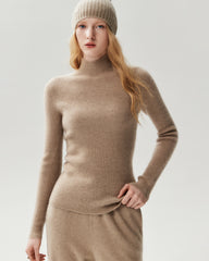 Figurnaher Pullover aus 100 % reinem Kaschmir mit hohem Kragen