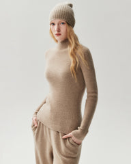 Figurnaher Pullover aus 100 % reinem Kaschmir mit hohem Kragen