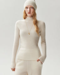 Figurnaher Pullover aus 100 % reinem Kaschmir mit hohem Kragen