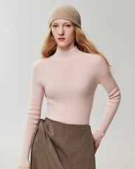 Figurnaher Pullover aus 100 % reinem Kaschmir mit hohem Kragen