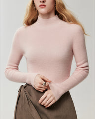 Figurnaher Pullover aus 100 % reinem Kaschmir mit hohem Kragen