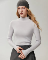 Figurnaher Pullover aus 100 % reinem Kaschmir mit hohem Kragen