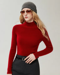 Figurnaher Pullover aus 100 % reinem Kaschmir mit hohem Kragen