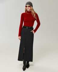 Figurnaher Pullover aus 100 % reinem Kaschmir mit hohem Kragen