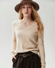 Pullover aus 100 % Kaschmir mit V-Ausschnitt
