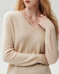 Pullover aus 100 % Kaschmir mit V-Ausschnitt
