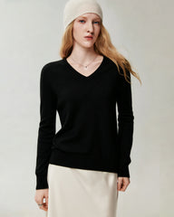Pullover aus 100 % Kaschmir mit V-Ausschnitt