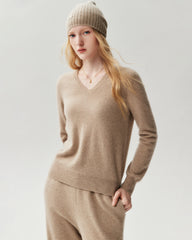 Pullover aus 100 % Kaschmir mit V-Ausschnitt