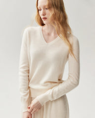 Pullover aus 100 % Kaschmir mit V-Ausschnitt