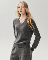 Pullover aus 100 % Kaschmir mit V-Ausschnitt