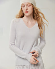 Pullover aus 100 % Kaschmir mit V-Ausschnitt