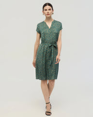 19 Momme Seidenkleid in A-Linie mit Gürtel und Punkten