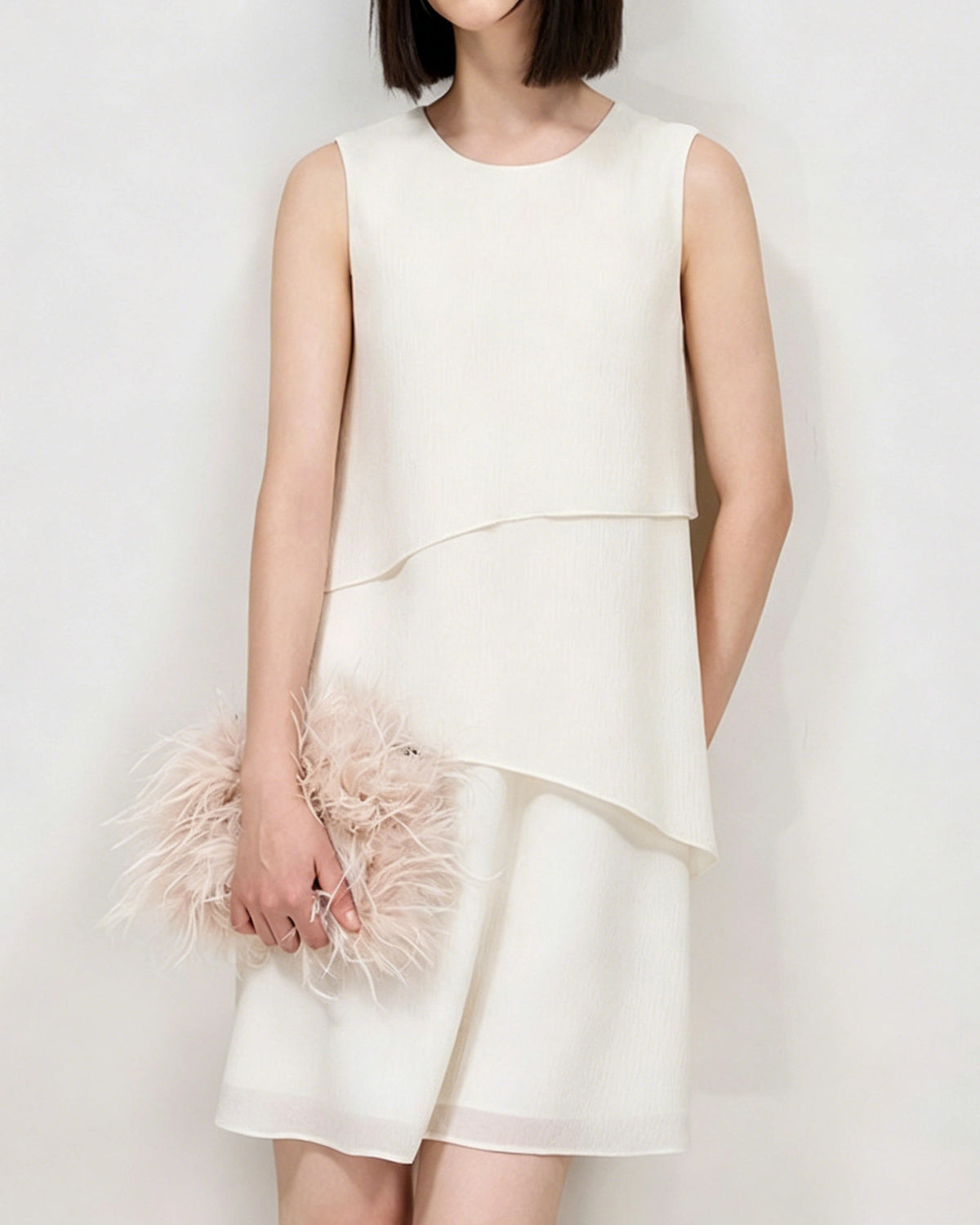 19 Momme Seidenkleid in A-Linie mit Lagen-Design