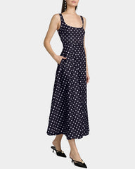19 Momme Seiden-Midikleid mit Polka-Dots in A-Linie