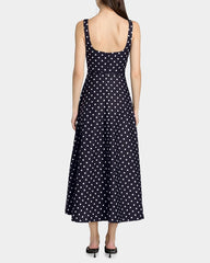 19 Momme Seiden-Midikleid mit Polka-Dots in A-Linie