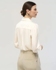 19 Momme Seidenbluse mit Rüschenkragen und langen Ärmeln