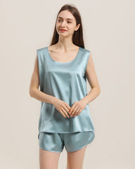 2-teiliges Seiden-Pyjama-Set ohne Ärmel
