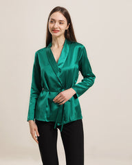 Seidenbluse mit langen Ärmeln und Gürtel