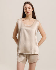 2-teiliges Seiden-Pyjama-Set ohne Ärmel