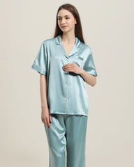 22 Momme Kurzarm-Seiden-Pyjama-Set