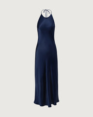 22 Momme Seiden-Halterkleid mit offenem Rücken