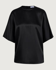 22 Momme Oversized Seiden-Shirt mit Rundhalsausschnitt und Halbarm