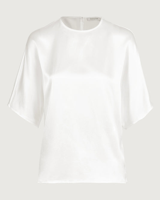 22 Momme Oversized Seiden-Shirt mit Rundhalsausschnitt und Halbarm