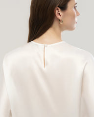 22 Momme Oversized Seiden-Shirt mit Rundhalsausschnitt und Halbarm